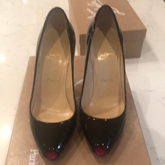 Christian Louboutin  BLK Peep Toe 100% Authentic - Picture 1 of 9